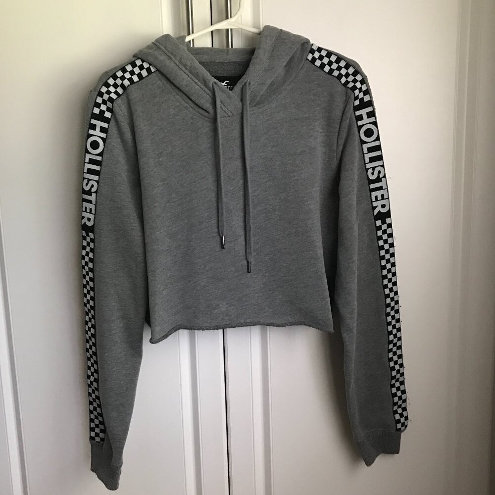 Hollister Checkered Cropped Hoodie Sweatshirt